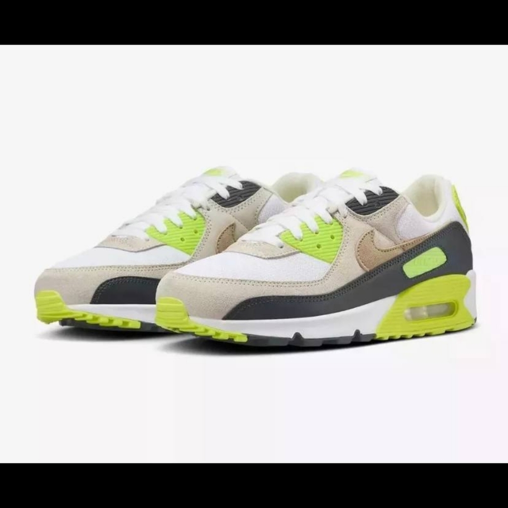 Nike Air Max 90 White Khaki Cyber Shoes (DM0029 107) Men's Size